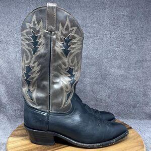 DAN POST Cowboy Western Boots 16809 Leather Black Brown Men's Sz 9 EW EXTRA WIDE